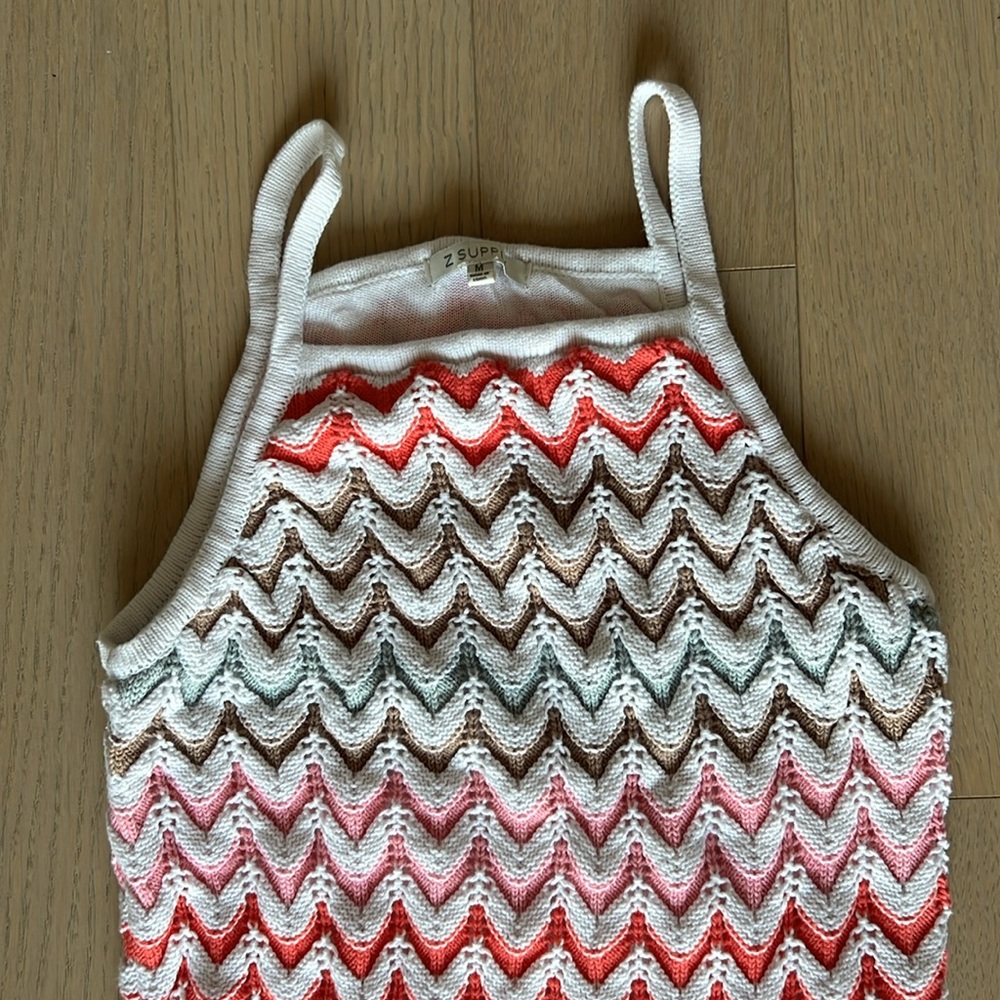 Z Supply Pink and White Ruffled Bodycon Sweater Dress - Picture 4 of 7